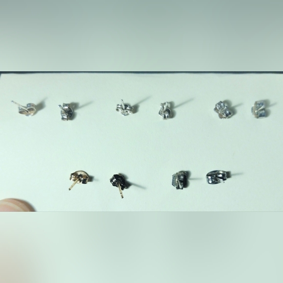 5 Pairs Sterling Silver Earrings, all marked 925. Hearts Angels MOP. Nice - Picture 9 of 9